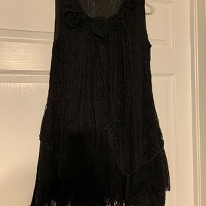 Black layered lace shirt